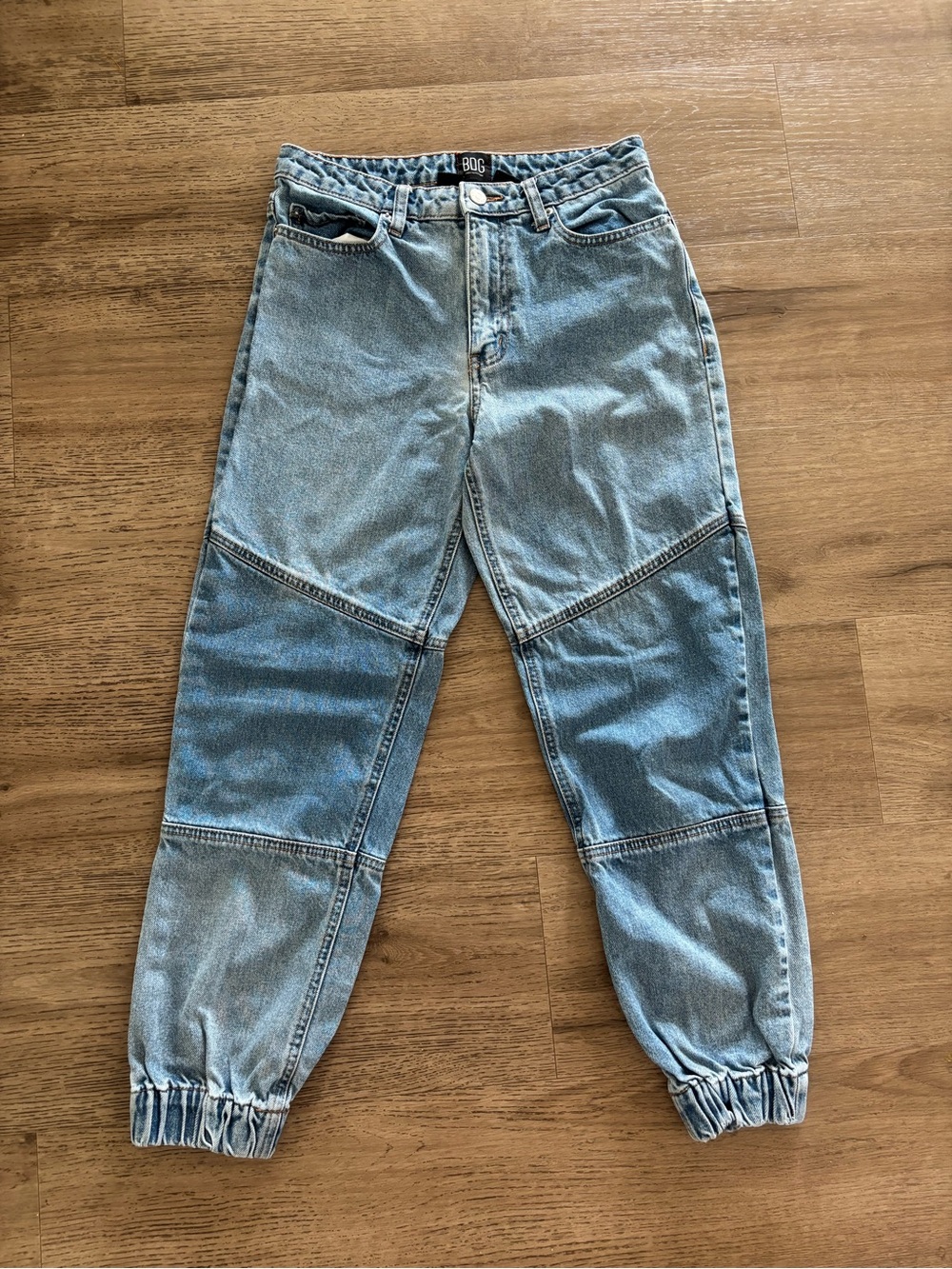 BDG Urban Outfitters Jogger Jeans Size 26 Light Wash Tapered Denim Elastic Cuff